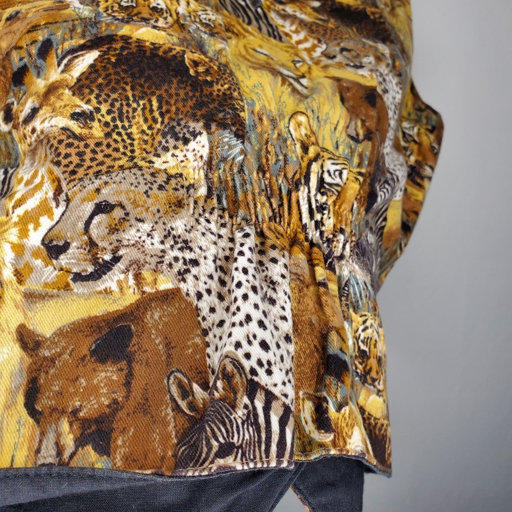 Vtg Toscano Jungle Animals Vest Women XL Cotton Twill Button V-Neck Safari Zoo - Picture 5 of 8